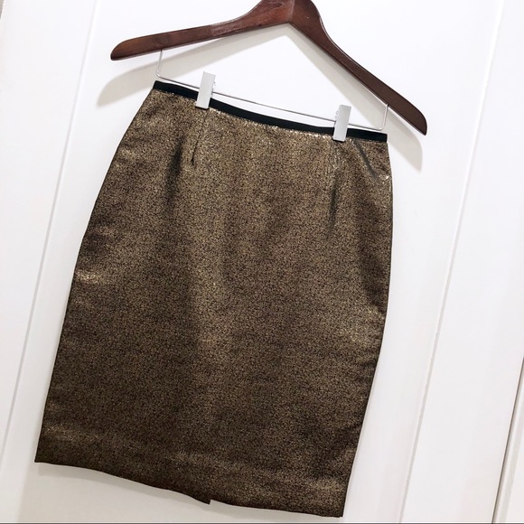 NWT Tory Burch Festive Gold Metallic Skirt Size 0 - Picture 5 of 7